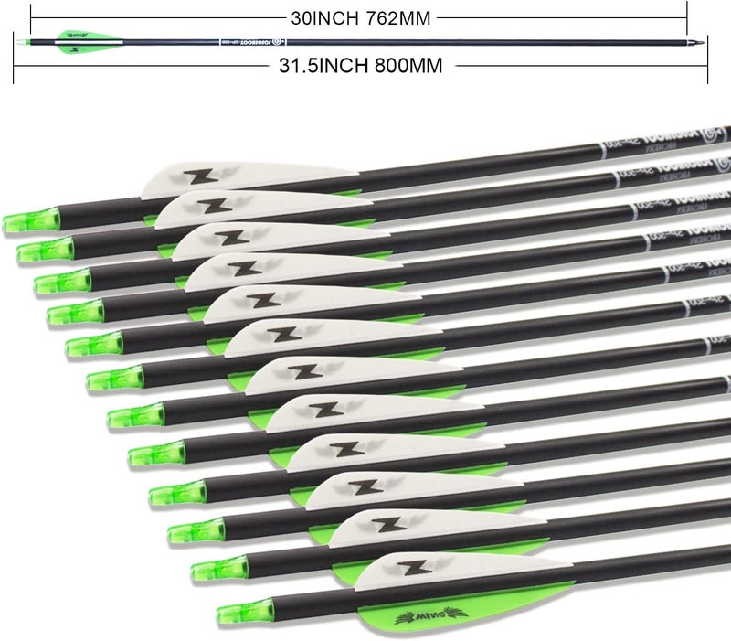 e5e10 31inch Carbon Arrow Archery Targeting Practice Hunting Arrows for Compound & Recurve Bow with Removable Tips(Pack of 12) - Image 4
